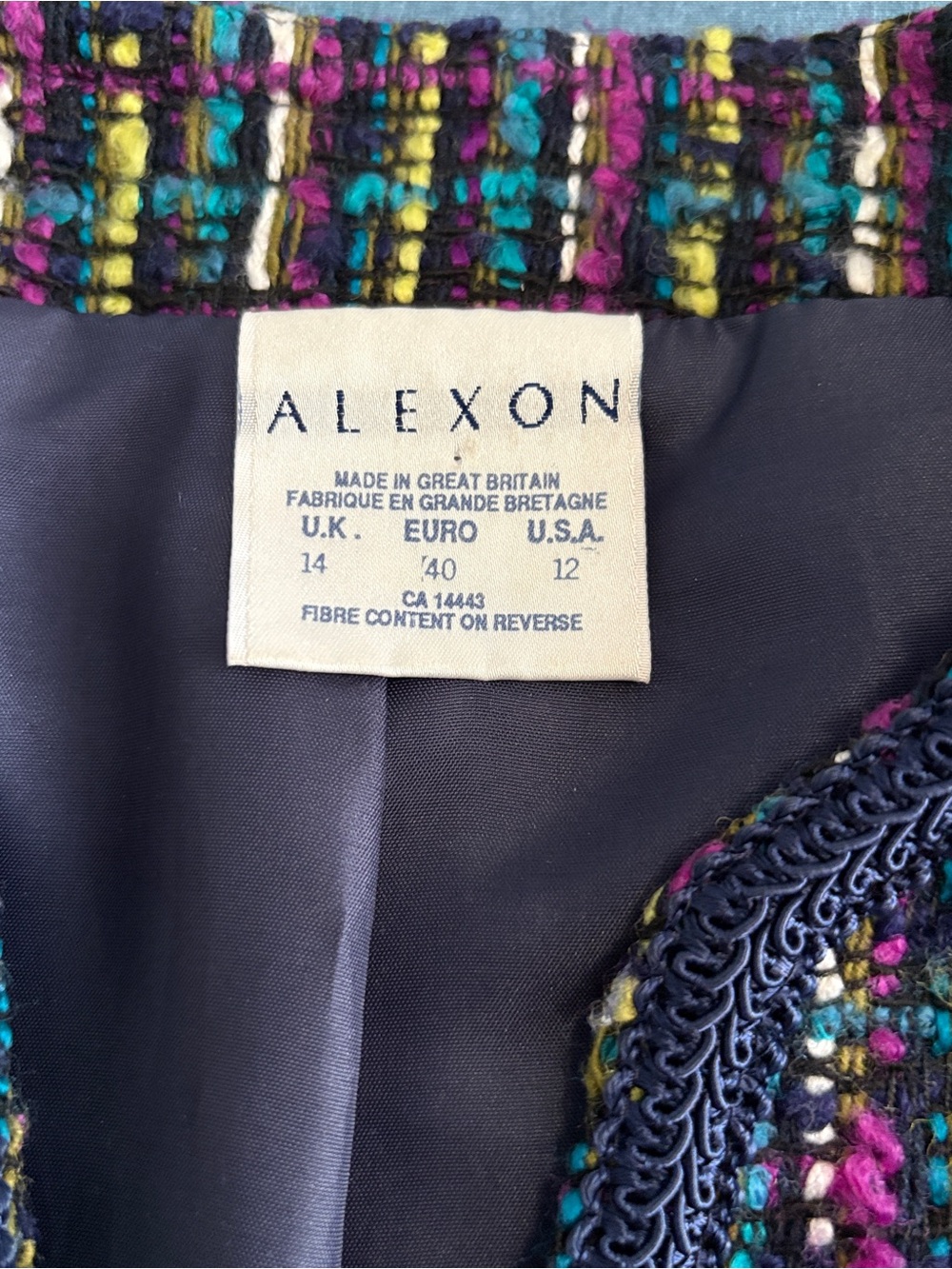 Vintage Alexon Multicolor Boucle Tweed Blazer Jacket U.S. 12 - Picture 4 of 14
